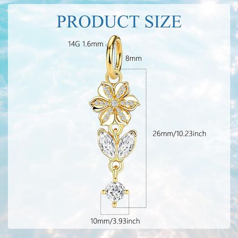Xpircn Clicker Belly Button Rings 14K Gold Plated Belly Navel Rings for Women Hoop Belly Button Ring Stainless Steel Dangle floating Navel Piercing Jewelry in Saudi Arabia