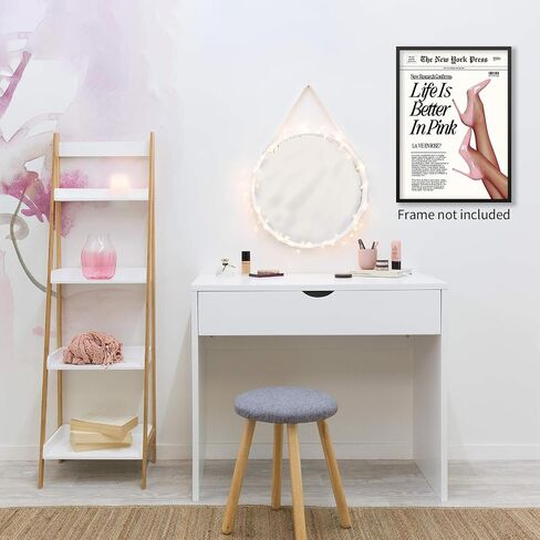 Vintage Funky Newspaper Wall Art Fashion Funny Quote, Life Is Better In Pink Poster Prints Heel Picture for Girly Bedroom Apartment Wall Decor 12x16 inch Unframed in Saudi Arabia
