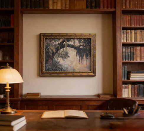 Vintage Gold Framed Vintage Oak Tree Wall Art Retro Landscape Canvas Wall Decor Oak Tree Moss Artwork Picture Retro Rustic Tree Poster Print for Home Living Bedroom Farmhouse Hallway in Kuwait