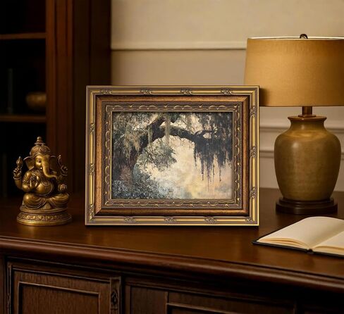 Vintage Gold Framed Vintage Oak Tree Wall Art Retro Landscape Canvas Wall Decor Oak Tree Moss Artwork Picture Retro Rustic Tree Poster Print for Home Living Bedroom Farmhouse Hallway in Kuwait