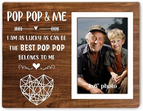 Grandpa Picture Frame, Best Pop Pop Ever Photo Frame, Gift Pop Pop from Grandson Granddaughter, Gifts from Grandkids, Birthday, Christmas, Father's Day, POP POP & ME 4x6Inch Photo12P113 in Kuwait