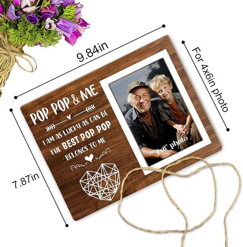 Grandpa Picture Frame, Best Pop Pop Ever Photo Frame, Gift Pop Pop from Grandson Granddaughter, Gifts from Grandkids, Birthday, Christmas, Father's Day, POP POP & ME 4x6Inch Photo12P113 in Kuwait