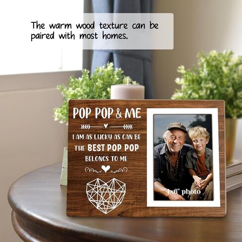 Grandpa Picture Frame, Best Pop Pop Ever Photo Frame, Gift Pop Pop from Grandson Granddaughter, Gifts from Grandkids, Birthday, Christmas, Father's Day, POP POP & ME 4x6Inch Photo12P113 in Kuwait