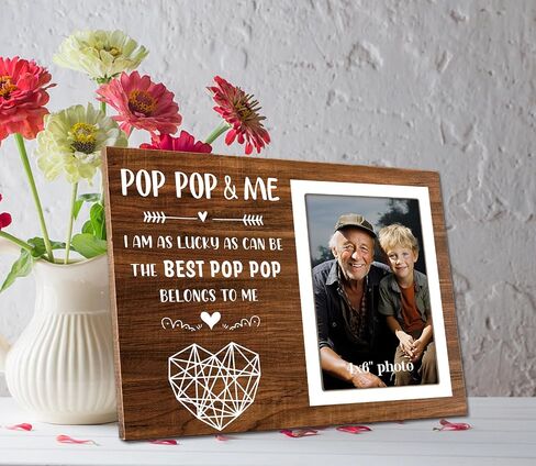 Grandpa Picture Frame, Best Pop Pop Ever Photo Frame, Gift Pop Pop from Grandson Granddaughter, Gifts from Grandkids, Birthday, Christmas, Father's Day, POP POP & ME 4x6Inch Photo12P113 in Kuwait