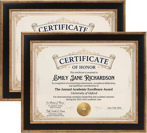 Lavezee Certificate Frames 2 Packs, Black & Gold 8.5 x 11 Graduation Frame with Shatter-Resistant Cover, 8.5 by 11 Picture Diploma Document Degree Frames for Wall and Tabletop in Saudi Arabia