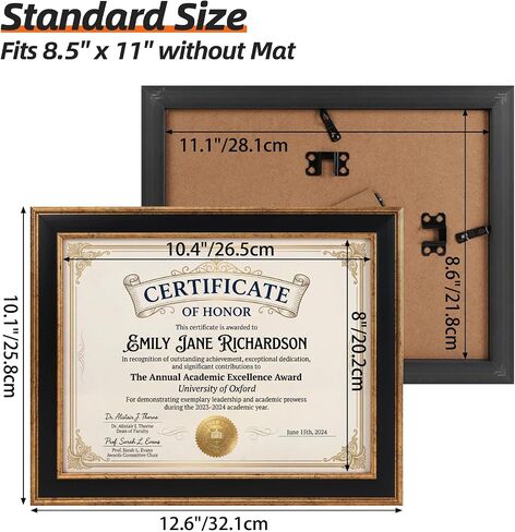 Lavezee Certificate Frames 2 Packs, Black & Gold 8.5 x 11 Graduation Frame with Shatter-Resistant Cover, 8.5 by 11 Picture Diploma Document Degree Frames for Wall and Tabletop in Saudi Arabia