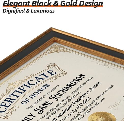 Lavezee Certificate Frames 2 Packs, Black & Gold 8.5 x 11 Graduation Frame with Shatter-Resistant Cover, 8.5 by 11 Picture Diploma Document Degree Frames for Wall and Tabletop in Saudi Arabia