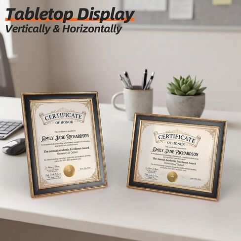 Lavezee Certificate Frames 2 Packs, Black & Gold 8.5 x 11 Graduation Frame with Shatter-Resistant Cover, 8.5 by 11 Picture Diploma Document Degree Frames for Wall and Tabletop in Saudi Arabia