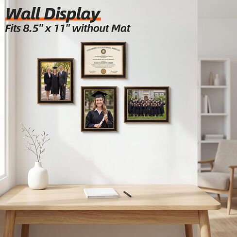 Lavezee Certificate Frames 2 Packs, Black & Gold 8.5 x 11 Graduation Frame with Shatter-Resistant Cover, 8.5 by 11 Picture Diploma Document Degree Frames for Wall and Tabletop in Saudi Arabia
