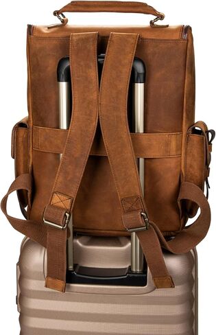 VELEZ Top Grain Leather Backpack for Men and Women - 15.6 Inch Laptop Bag - Brown Designer Leather Bookbag - Vintage Business Leather Travel Backpack Casual Shoulder Bags in Saudi Arabia