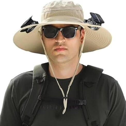 Solar Powered Fan Hat, Dual Cooling Fans, Wide Brim UV Protection, USB Charging, Perfect for Outdoor Activities in Saudi Arabia