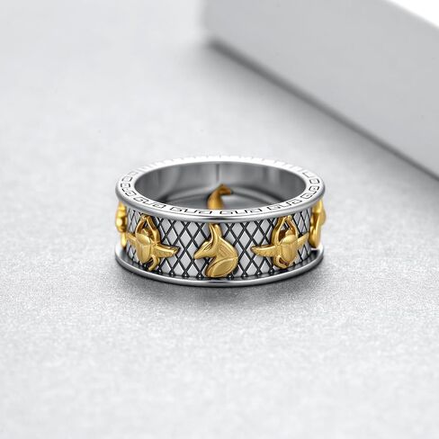 Anubis Ring 14k Gold Plating Sterling Silver Ancient Egyptian Scarab Ring Scarab Jewelry Gifts for Men in Kuwait
