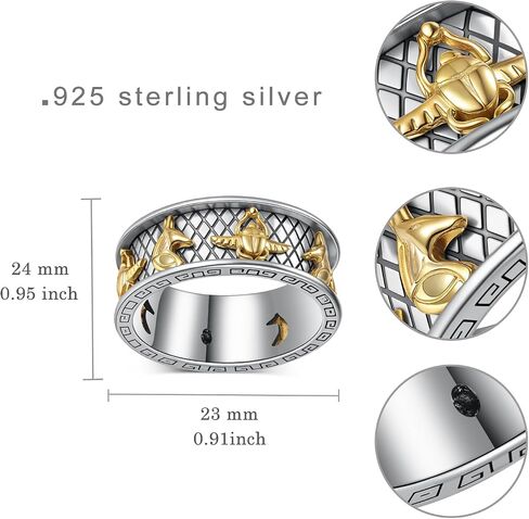 Anubis Ring 14k Gold Plating Sterling Silver Ancient Egyptian Scarab Ring Scarab Jewelry Gifts for Men in Kuwait