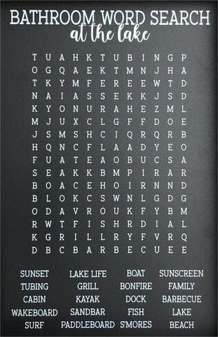 Lake Bathroom Word Search Wooden Sign,Bathroom Decor,Lake Wooden Sign,Funny Bathroom Signs,Cabin Sign,Housewarming Present 8x12 Inch in Saudi Arabia