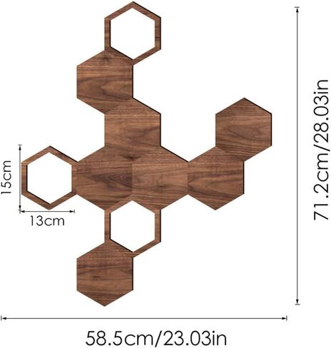 Price Xes Wooden Hexagon Wall Decor - 10 Pcs Creative Wood Wall Panels, Self Adhesive Hexagon Wall Decals for Living Room, TV Background, Bedroom, DIY Home Decoration in Kuwait