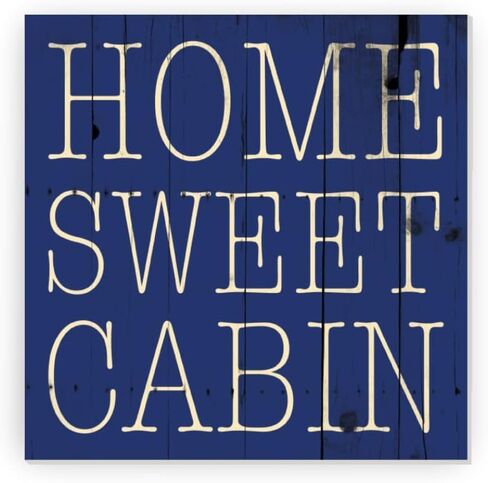 Home Sweet Cabin Blue Farmhouse Style Wood Wall Decor Sign With Frame 12x12 in Kuwait