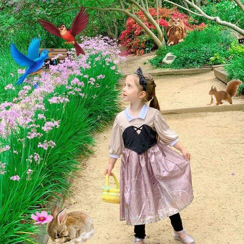 Little Adventures Sleeping Beauty Day Dress with Headband Princess Costume (Medium Age 3-5) - Machine Washable Child Pretend Play and Party Dress with No Glitter in Kuwait