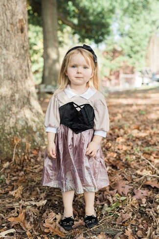 Little Adventures Sleeping Beauty Day Dress with Headband Princess Costume (Medium Age 3-5) - Machine Washable Child Pretend Play and Party Dress with No Glitter in Kuwait