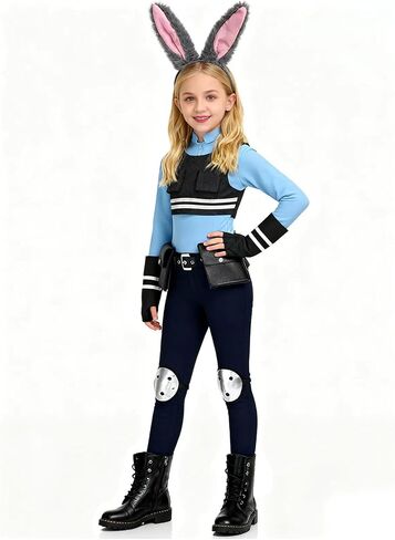 Kids Police Officer Costume Boys Girls Bunny Officer Cosplay Uniform Shirt Pants with Accessories Dress up Outfit in Saudi Arabia