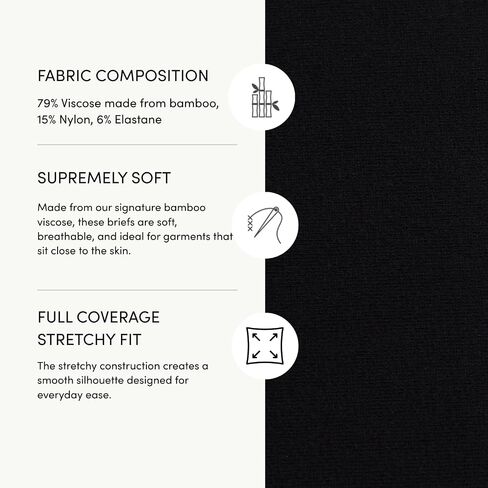 Boody -Midi Briefs -Women’s Underwear -Mid Rise, Mid-Full Coverage Fit -Flat-Ribbed Waistband -Bamboo Viscose Black in Saudi Arabia