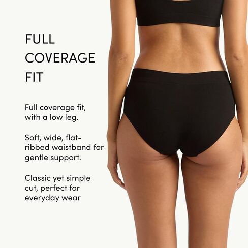 Boody -Midi Briefs -Women’s Underwear -Mid Rise, Mid-Full Coverage Fit -Flat-Ribbed Waistband -Bamboo Viscose Black in Saudi Arabia