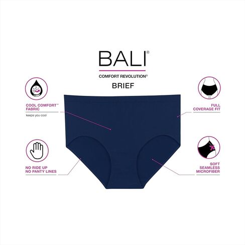 Bali womens Underwear Briefs Pack, Comfort Revolution Seamless Brief Panties for Women, Microfiber Stretch, High Rise in Kuwait