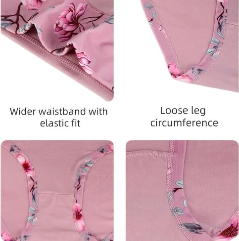 Women's High Waisted Cotton Brief Underwear, Floral Print, Plus Size, 6 Pack in Kuwait