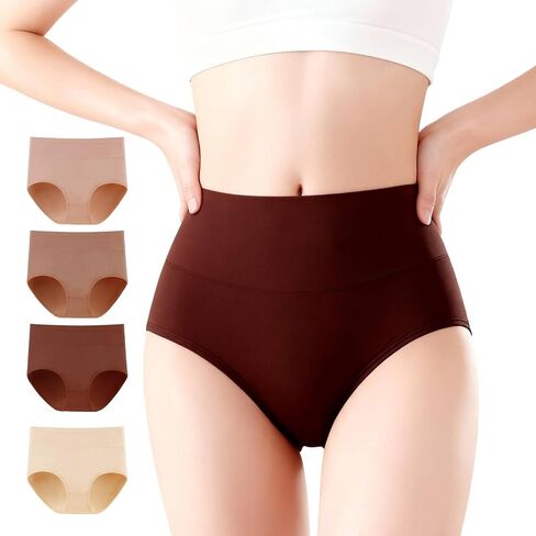 Women Cotton Underwear, Breathable Soft Stretch Panties Comfortable Full Coverage Briefs Everyday Ladies Underwear 4 Pack in Kuwait