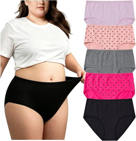 Womens Underwear Cotton Briefs Plus Size Ladies Panties XL-5XL Panty Multicolor 5 Pack in Saudi Arabia