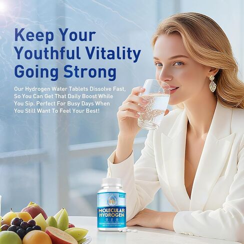 Hydrogen Water Tablets & Hydrogen Tablets, H2 Molecular Hydrogen for Drinking Water with Magnesium, 12 PPM Supplements for Mental Clarity, Cognitive Function and Energy, 120 Counts in Saudi Arabia