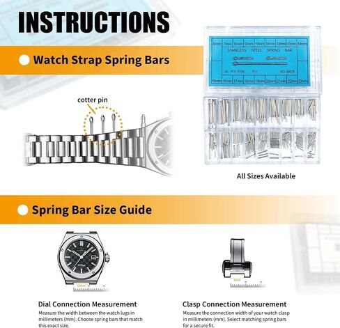 360PCS Watch Band Pins Assortment, Stainless Steel 6-23mm with Link Removal Tool, Repair Kit Compatible with Various Sizes for Watchmakers DIY Replacement Set, Travel and Daily Use in Saudi Arabia