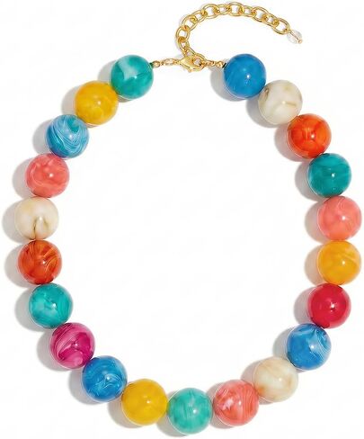 Colorful Chunky Necklaces for Women Trendy Large Resin Beaded Necklace Bold Statement Chunky Choker Necklace Boho Beads Collar Summer Beach Jewelry in Kuwait