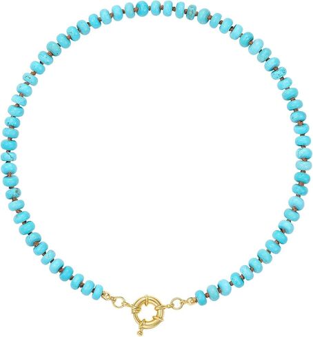 KissYan Beaded Gemstone Necklace for Women, Natural Stone Beach bead Necklace, 18" Boho Summer Handmade Jewelry Gifts in Kuwait