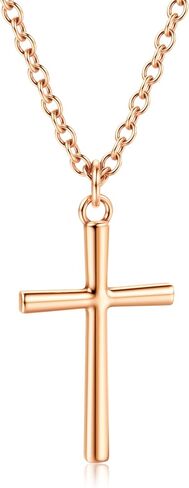 LOYALLOOK 925 الفضة الاسترليني الذهب الصليب قلادة للنساء الرجال، 14K مطلية بالذهب قلادة الصليب لذيذ، قلادة الذهب هيبوالرجينيك غير تشويه، هدية مجوهرات الإيمان المسيحي بسيطة لعيد الأم، 18-20 بوصة in Kuwait