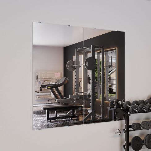 47"x26" Full Body Gym Mirror 2-Pack, Glassless Frameless Mirrors for Wall, Shatterproof Home Gym Decor, Garage Workout Studio Mirror with Easy Install Kit, 4 lbs Lightweight in Saudi Arabia