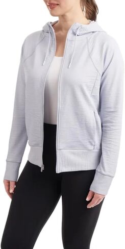 KIRKLAND Signature Women's Stretch Active Full Zip Hooded Jacket with Pockets in Kuwait
