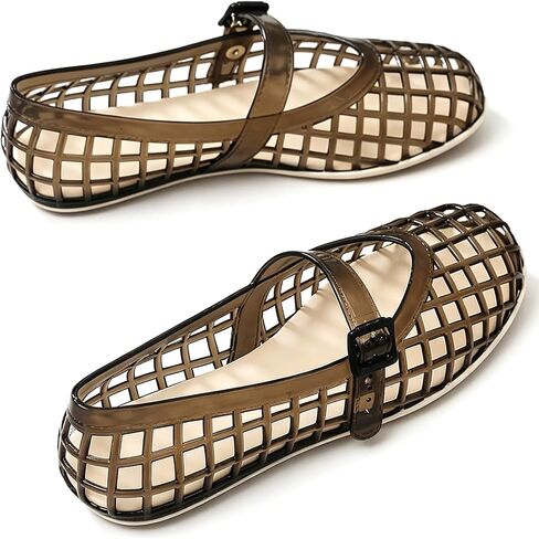 Jelly Mary Jane Flats For Women Lightweight Comfort Round Toe Buckle Strap Clear Ballet Flats Daily Casual Beach Vacation Sandals in Kuwait