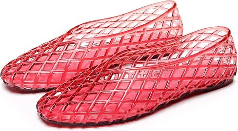 ClassicSter Jelly Ballet Flats for Women Mesh Jelly Sandals Comfottable Summer Jellies Shoes Beach Sandals Clear Hollow Shoes in Kuwait
