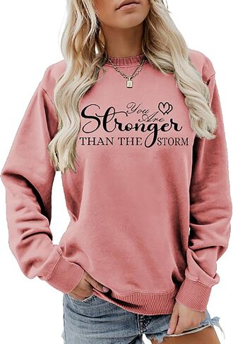 Stronger Than The Storm Sweatshirt Inspirational Positive Shirt Crewneck Faith Pullover Tops Funny Saying Sweatshirt in Kuwait