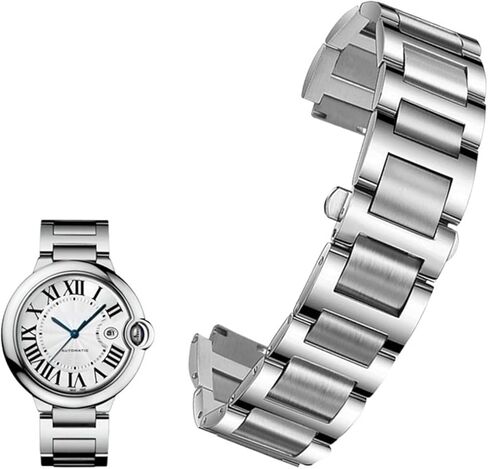 Wscebck Stainless Steel Lug End Watchband for Cartier Ballon Bleu Series 20 * 12mm 18 * 11mm 14 * 8mm W6920046 Straps Women Men Bracelet (Color : Rose Gold, Size : 18-11mm) in Saudi Arabia