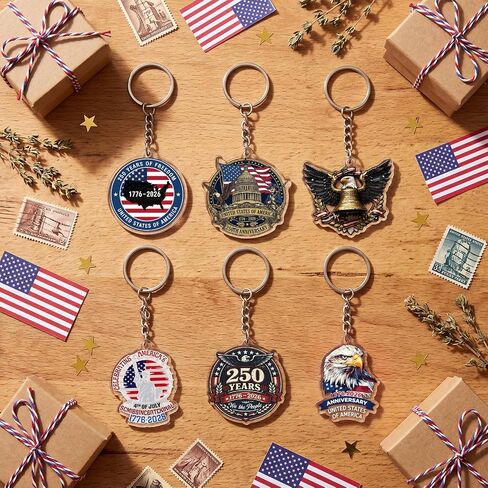 Liliaafar 30 Pcs 250th Anniversary Patriots Keychain America Souvenirs Gift Bulk 1776-2026 Commemorative 250th Anniversary Acrylic Keychain for July 4th Independence Day Holiday Patriotic Supplies in Kuwait