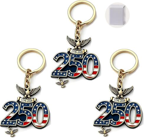 250th Anniversary of Independence Anniversary Keychain, 250 Years of American Independence Day 4th of July Keychain Gift - 3Pcs 1776-2026 Independence Celebration Keychain GIft in Kuwait