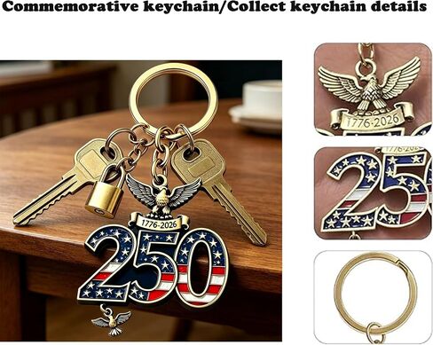 250th Anniversary of Independence Anniversary Keychain, 250 Years of American Independence Day 4th of July Keychain Gift - 3Pcs 1776-2026 Independence Celebration Keychain GIft in Kuwait