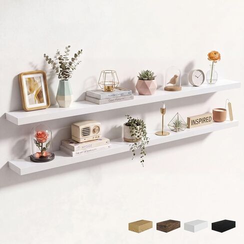 Axeman 16Inch Floating Shelves for Wall 2 Pack Shelves for Kitchen Bathroom Bedroom, Wooden Shelves with Invisible Brackets, Wall Mounted Rustic Wood Floating Shelf for Decor Books Storage, Oak in Saudi Arabia