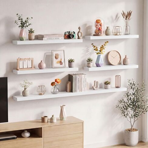 Axeman 16Inch Floating Shelves for Wall 2 Pack Shelves for Kitchen Bathroom Bedroom, Wooden Shelves with Invisible Brackets, Wall Mounted Rustic Wood Floating Shelf for Decor Books Storage, Oak in Saudi Arabia