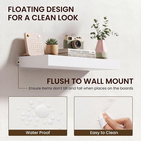 Axeman 16Inch Floating Shelves for Wall 2 Pack Shelves for Kitchen Bathroom Bedroom, Wooden Shelves with Invisible Brackets, Wall Mounted Rustic Wood Floating Shelf for Decor Books Storage, Oak in Saudi Arabia