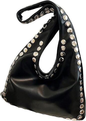 MakeMeChic Women's Rivet Studded Handbags PU Leather Y2K Punk Shoulder Bags Underarm Purses in Kuwait