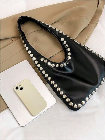 MakeMeChic Women's Rivet Studded Handbags PU Leather Y2K Punk Shoulder Bags Underarm Purses in Kuwait