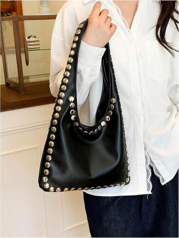 MakeMeChic Women's Rivet Studded Handbags PU Leather Y2K Punk Shoulder Bags Underarm Purses in Kuwait