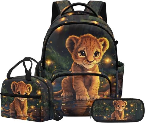 Cherry Blossom Foxes Backpack for Girls Kids Backpack with Lunch Box and Pencil Case 3PCS Set Elementary School Backpacks for Girls Lightweight Kids Bookbag with Handle 17 Inch Schoolbag in Saudi Arabia